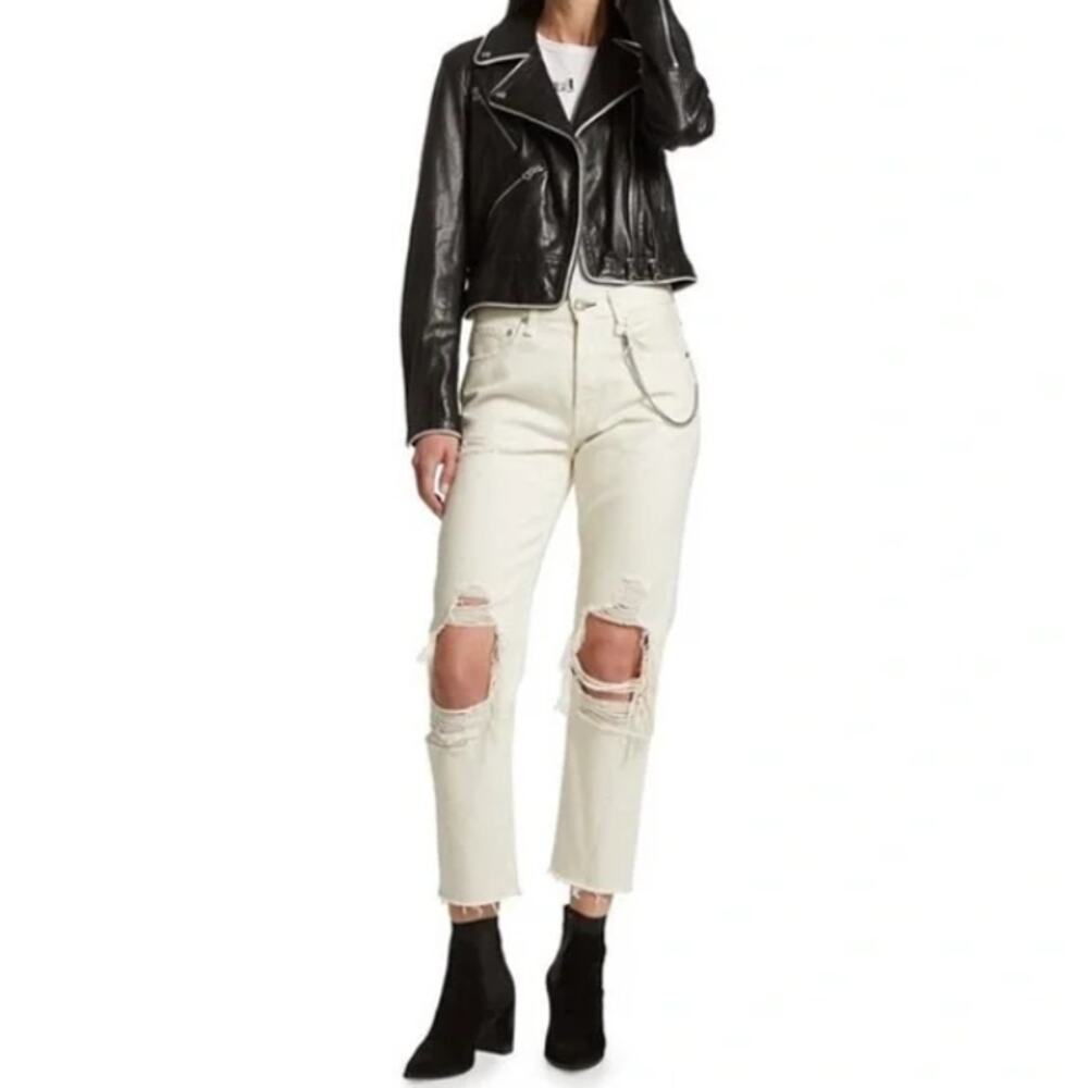 Rag & Bone Jeans Womens 24 Disney Cruella Maya Hi Rise Slim Distressed